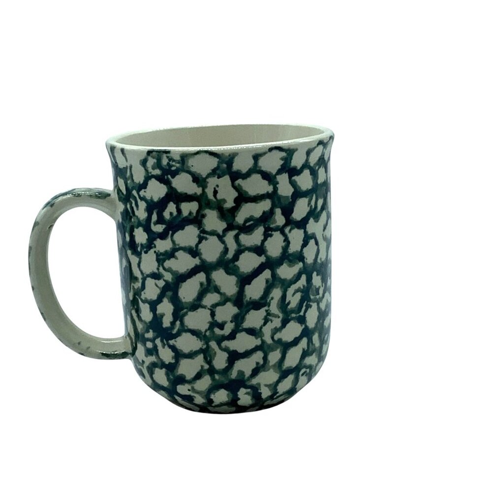 Folk Craft Moose Country Ceramic Mug By Tienshan Green Cream 4”